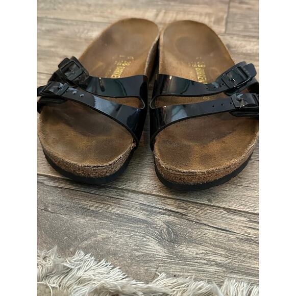 Birkenstock Black Patent Leather Ibiza Birko-Flor Sandals Size 38 - Picture 2 of 6